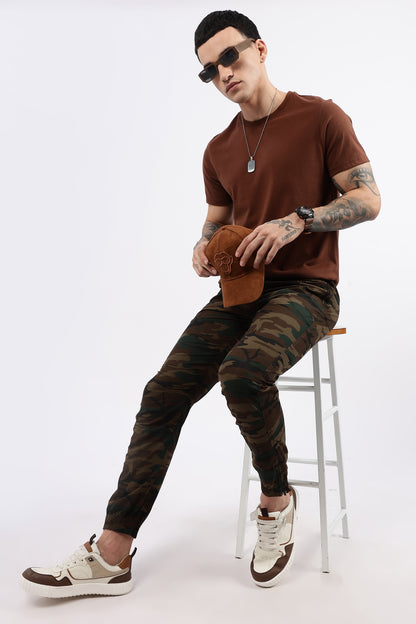 Men's Brown Military Printed Jogger