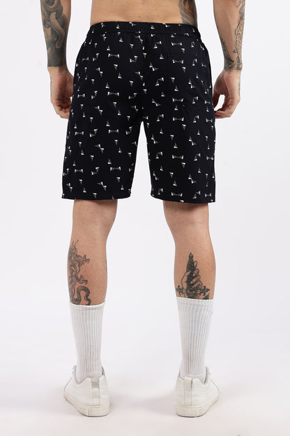 Men's Blue Coastal Comfort Printed Bermuda Cotton Travel