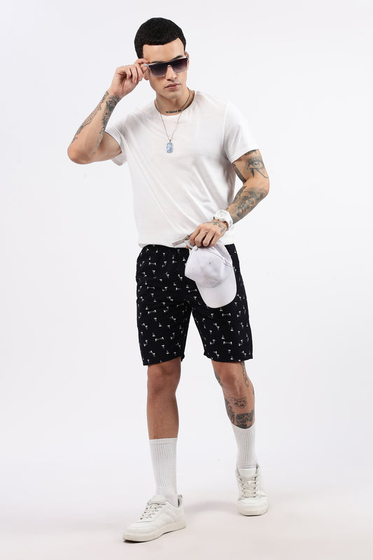 Men's Blue Coastal Comfort Printed Bermuda Cotton Travel