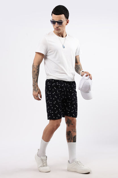 Men's Blue Coastal Comfort Printed Bermuda Cotton Travel