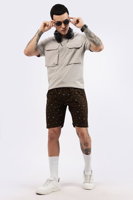 Men's Green Coastal Comfort Printed Bermuda Cotton Travel