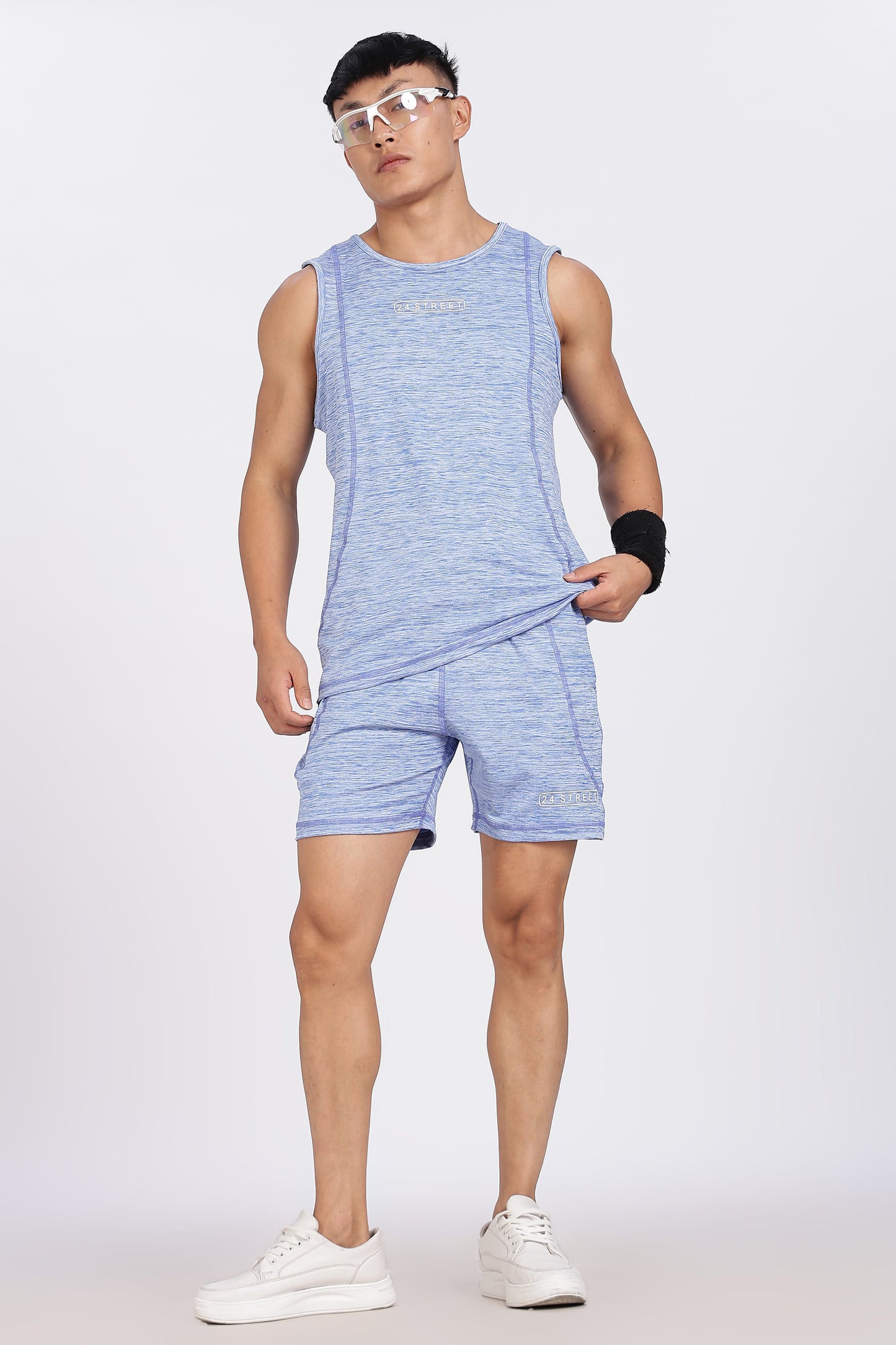 Men's Sky Blue Co-ord set Sleeve less