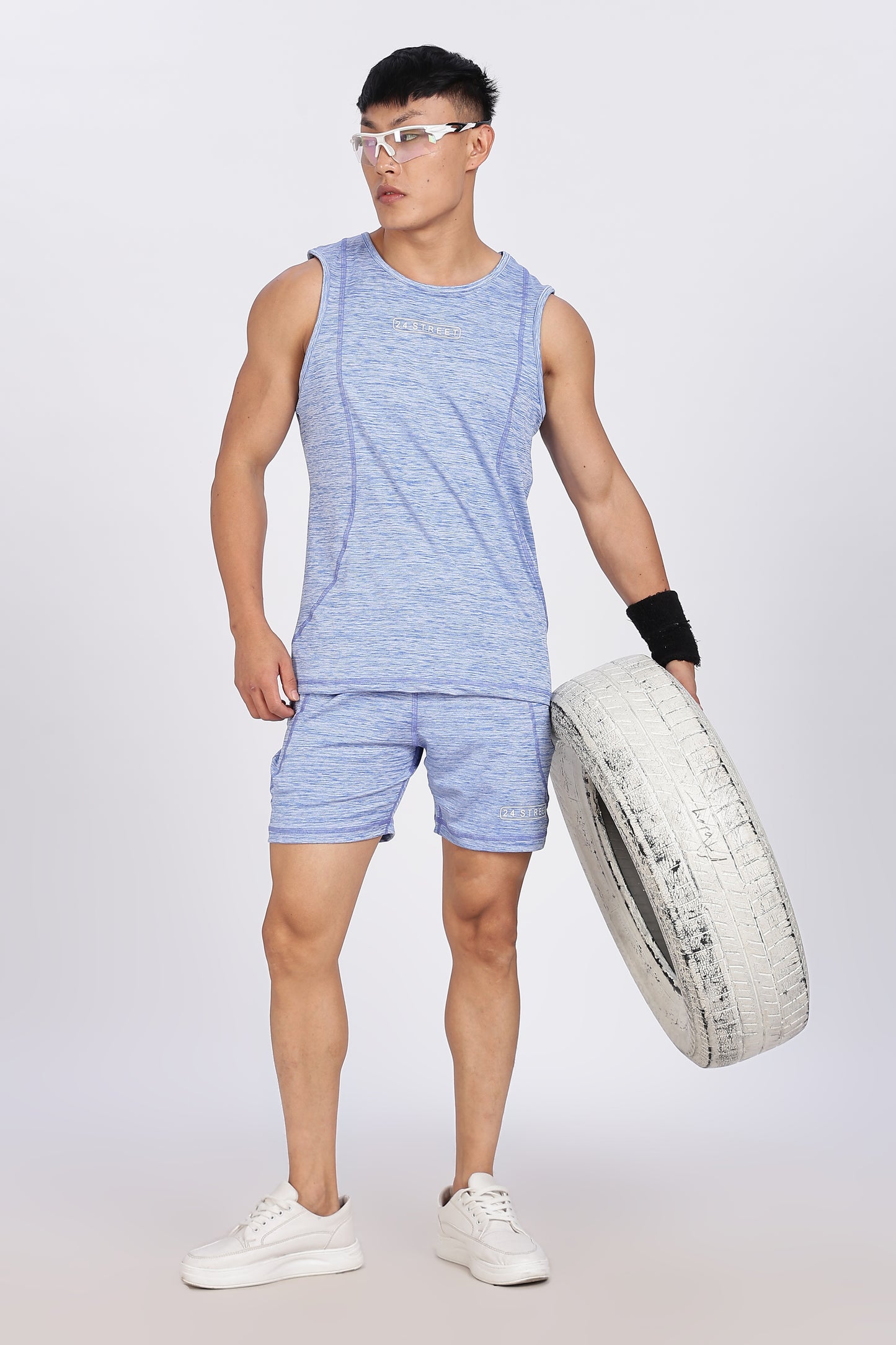 Men's Sky Blue Co-ord set Sleeve less
