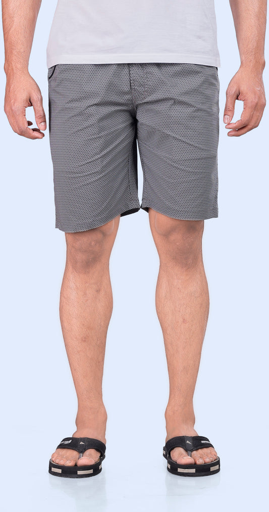Men's Grey Tropical Ease Printed Bermuda Comfort Cotton