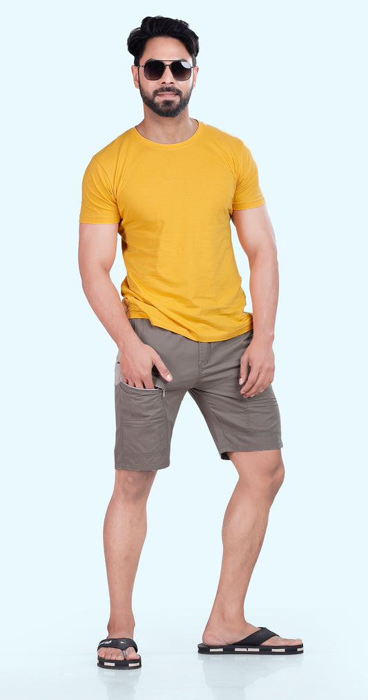 Men's Grey Paradise Fit Solid Bermuda Comfort Cotton