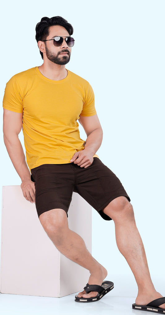 Men's Coffee Brown Paradise Fit Solid Bermuda Comfort Cotton