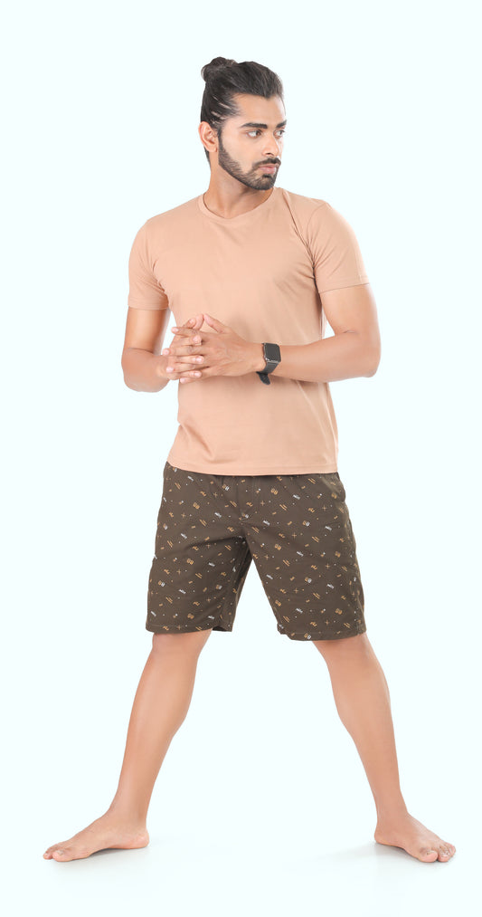 Men's Green Coastal Comfort Printed Bermuda Cotton Travel